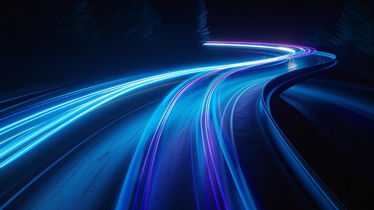 Photo a long exposure of a highway with a car passing by