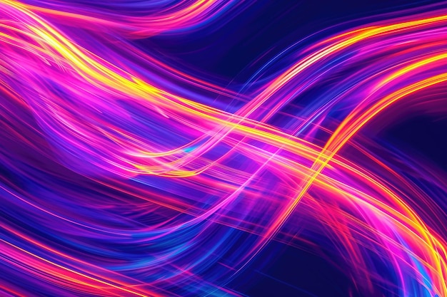 Long exposure neon line background with abstract art