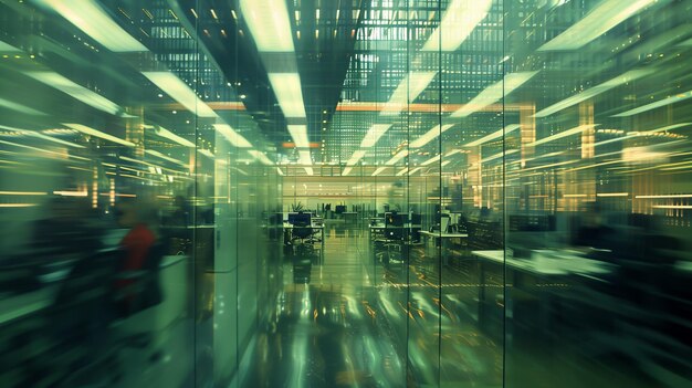 long exposure photo inside an office building