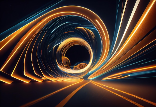 A long exposure of a road with lights on it