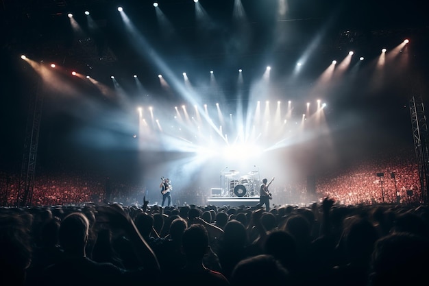 Long Exposure of Rock Concert in Packed Stadium Sea of Moving Stars