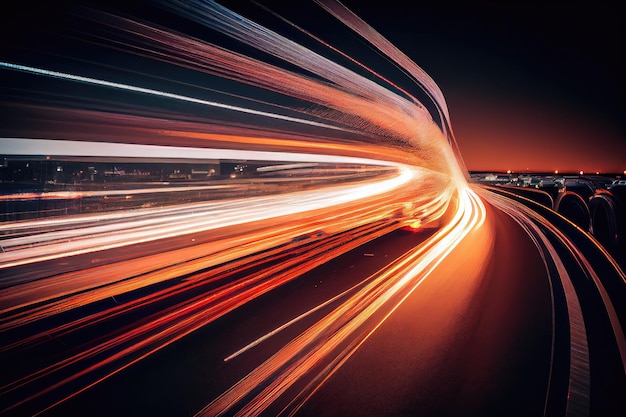 Long exposure of rushhour traffic with streaks of light and motion