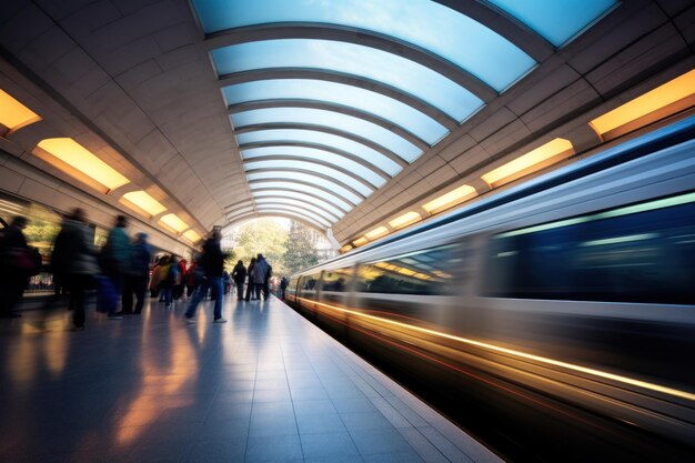 Long exposure Subway station motion blur people