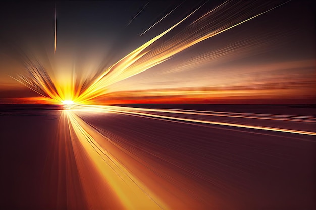 Long exposure of sunrise with streaks of warm light illuminating the sky