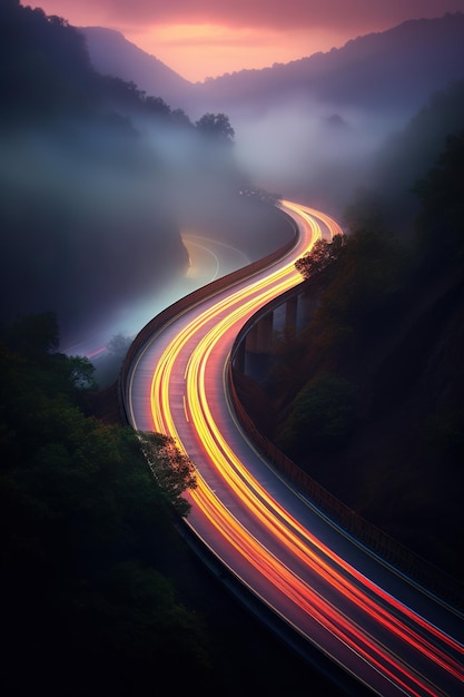 long exposure tail lights