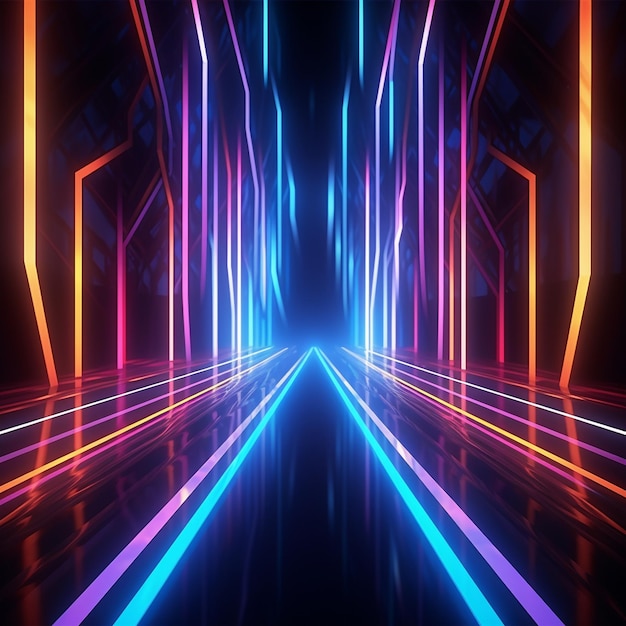 a long exposure of a tunnel with a colorful light.