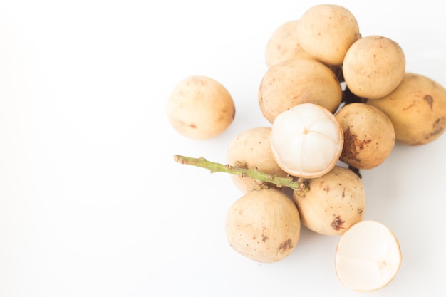 Long Gong fruit ,Lansium parasiticum on a white background