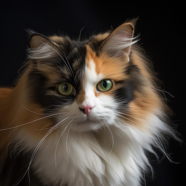 Long haired calico cat generative ai