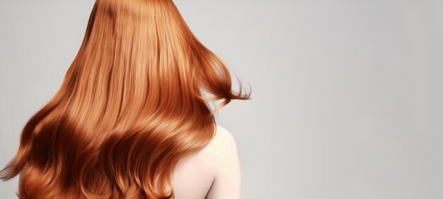 Photo long healthy female hair viewed from the back with copyspace generative ai