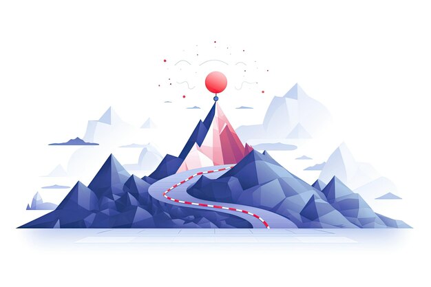 long journey concept with mountine peak