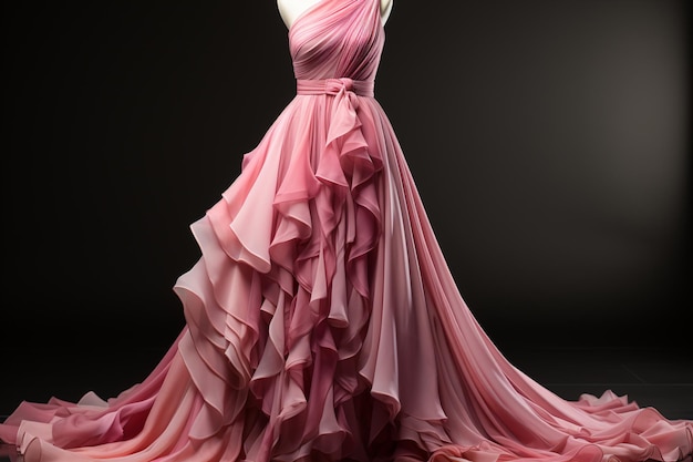 The long length pink color dress adding a feminine and romantic touch to any occasion