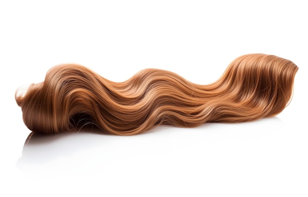 long light brown curl ponytail isolated on a white background