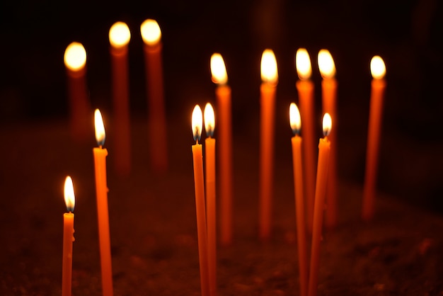 Long lighted candles