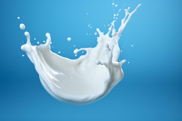 Long milk yogurt or cream wave splash with drops