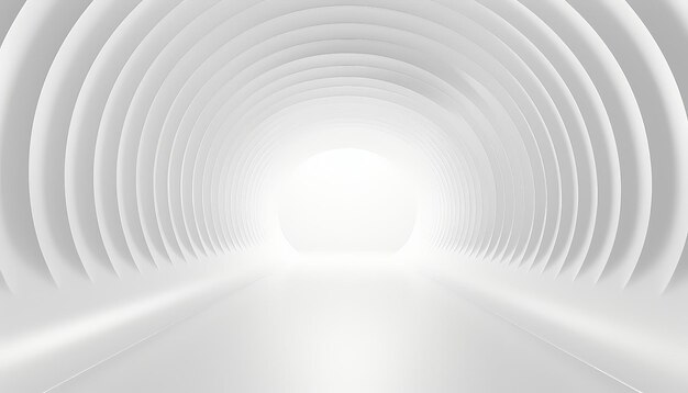 A long narrow tunnel with a white light shining down on it