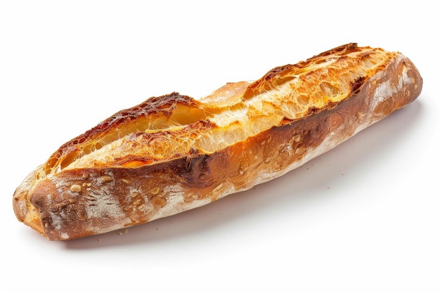 Long Piece of Bread on White Background