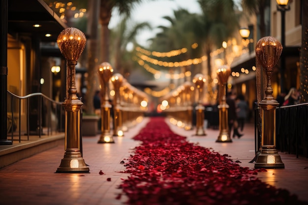 a long red carpet outside of a event professional photography