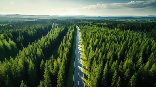 a long road in the middle of a forest