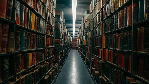 a long row of books with the word quot on the bottom of the wall quot