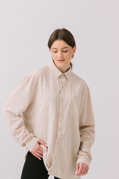 The long sleeve shirt in beige