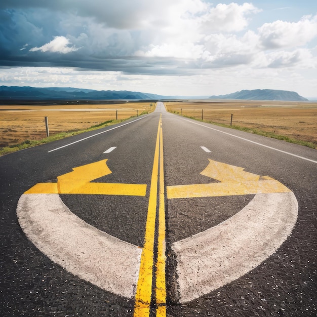 a long straight road and blue sky