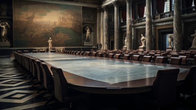 Foto tavolo lungo per le deliberazioni del senato