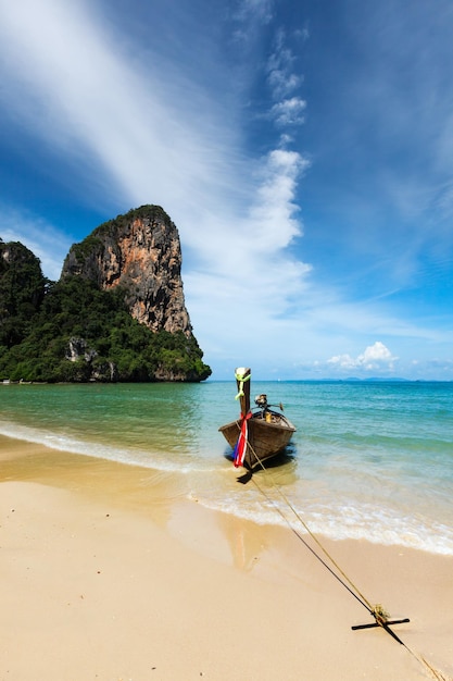 Long tail boat on beach Thailand