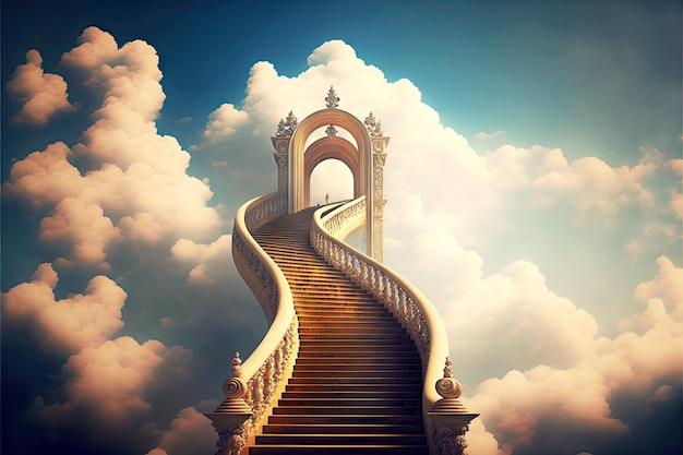 Long way to god winding stairway to heaven into sky