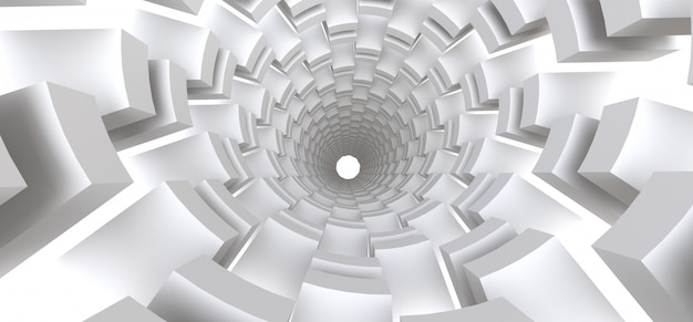 Long white tunnel as an abstract background for your design. 3d illusration.