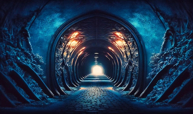 A long winding tunnel with no light at the end super detailed spectacular quality