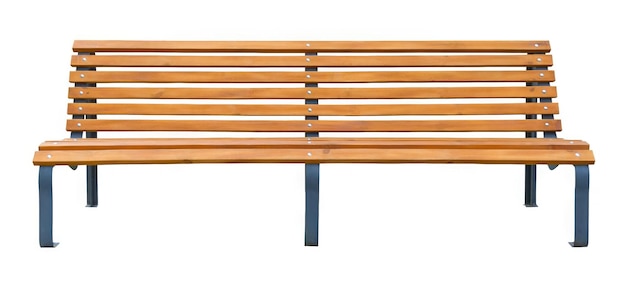 写真 白い背景に隔離された長い木製のベンチ