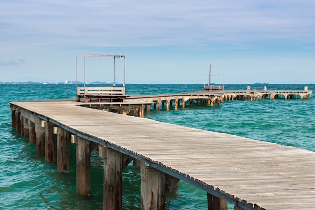 Long wooden sea bridge.