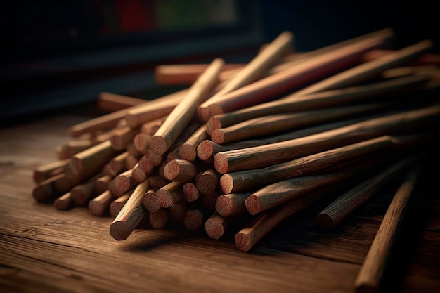 Long wooden sticks Generative AI