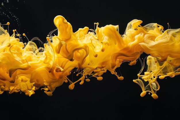 A long yellow stream of smoke or paint