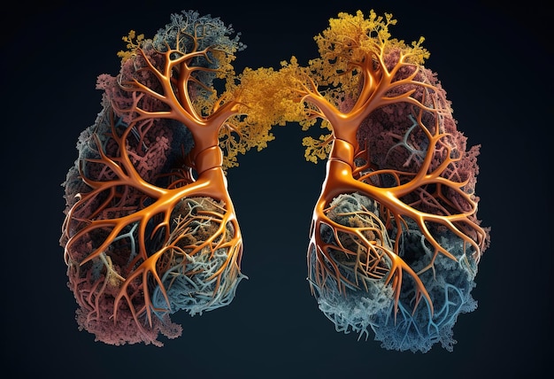 Longen en luchtwegen in 3D in de stijl van darktable verwerking