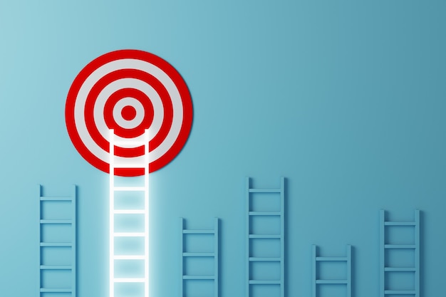 Longest white ladder growing up growth to aiming high to goal target 3d illustration