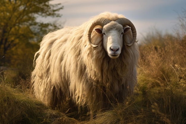 Longhaired sheep in the wild