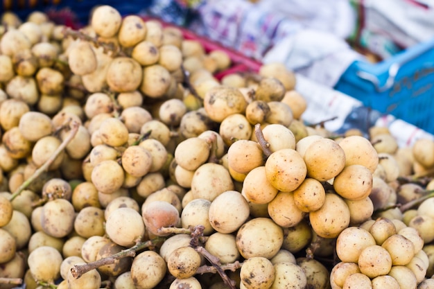 Longong Thailand tropical fruit on market.Asian fruit is sweet and sour.