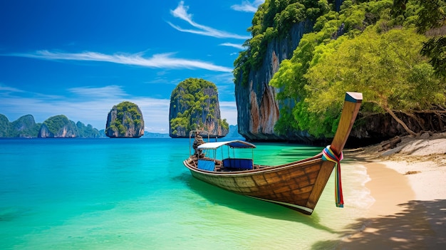 Longtail boat on the beach in thailand