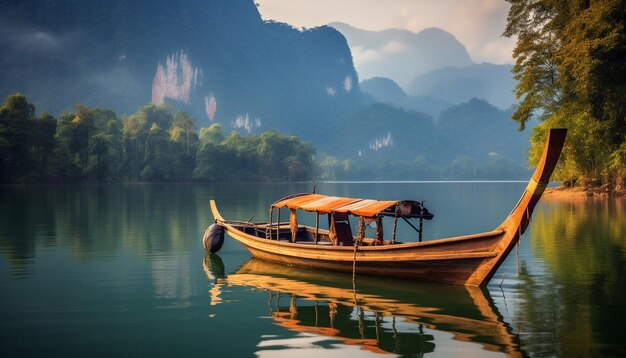 longtail boat in ratchaprapha dam