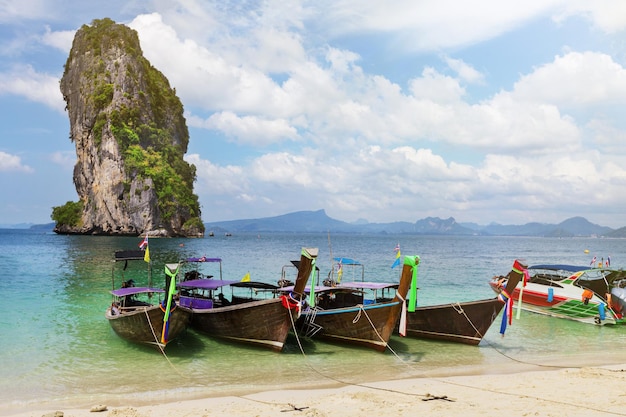 Longtale boats at the beautiful beach, Thailand