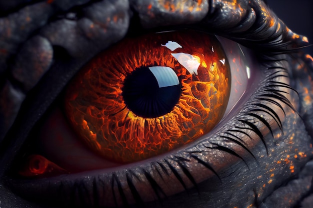 Look of eye made from molten lava Generative AI