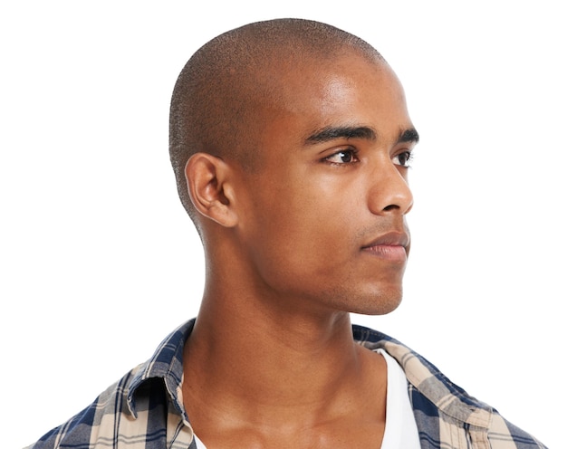 Look to the future Cropped shot of a young man standing against a white background