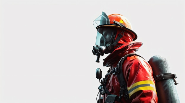 Photo look into the heroic world of firefighting with this stunning 3d rendered image perfectly capturing the bravery and strength of a firefighter this artwork showcases every intricate detail