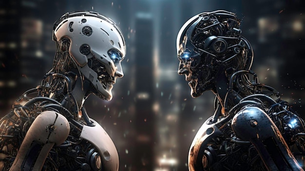 The Look of the Robots Contrast and Conflict of Artificial Intelligence generated by AI