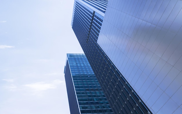 Look up at the towering city buildings