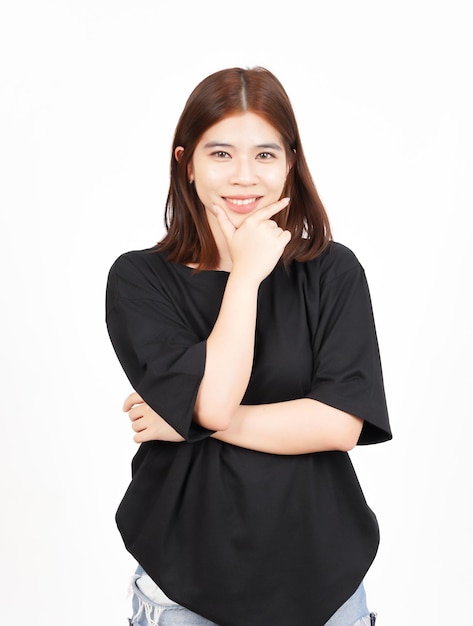 Looking at camera and smiling Of Beautiful Asian Woman Isolated On White Background