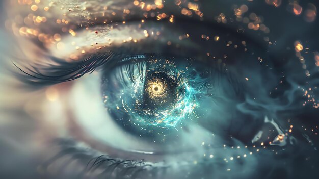 Looking into the depths of the human eye we are reminded of the vast universe within us all