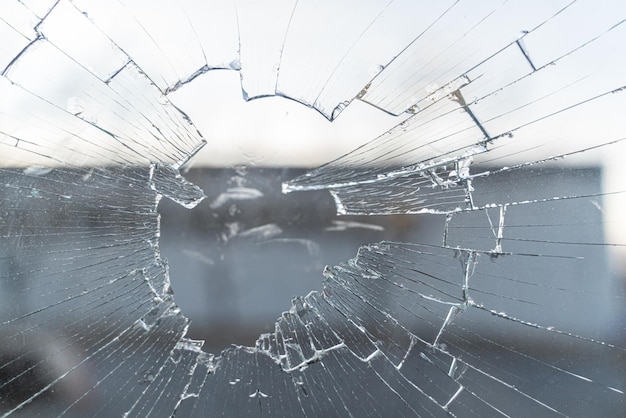 Looking through a Broken Window from inside a factory