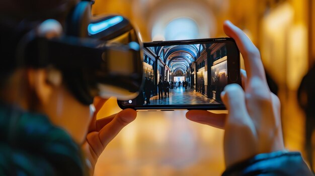 Photo looking through a smartphone at a museum